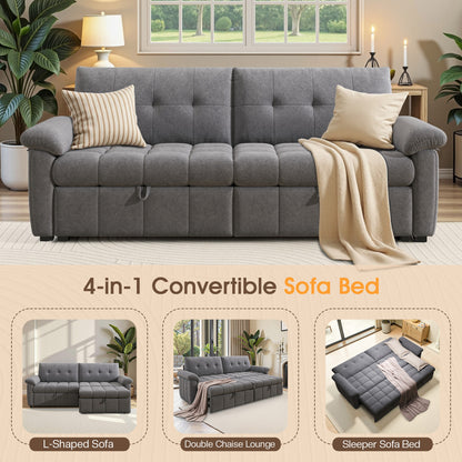 Recline 93" Convertible Sleeper Sofa -Gray