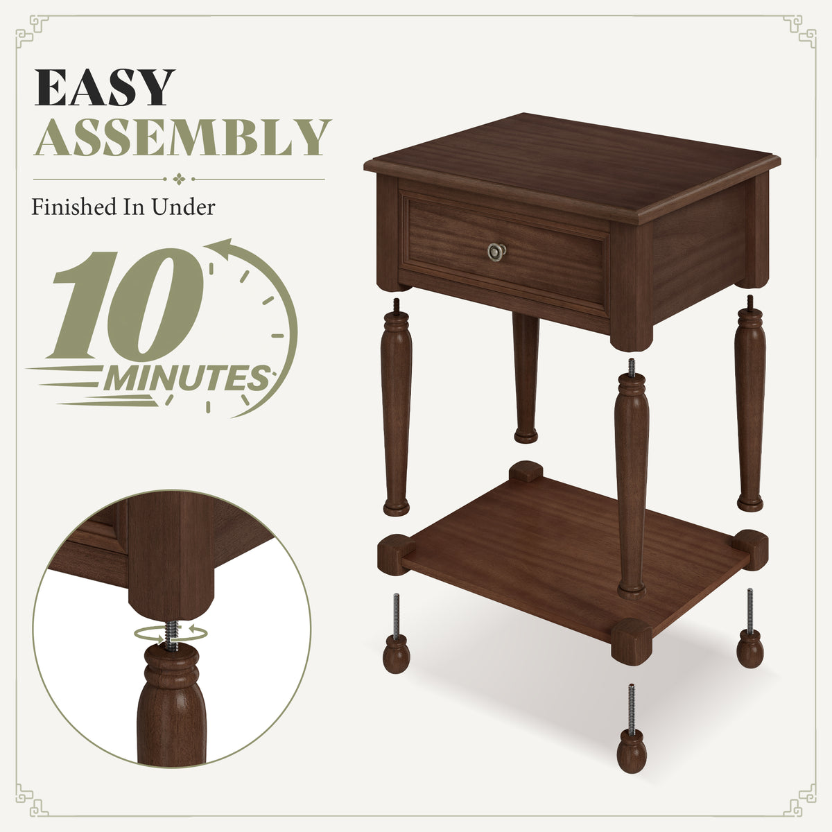 Ember Vintage Walnut Nightstand Set-Walnut