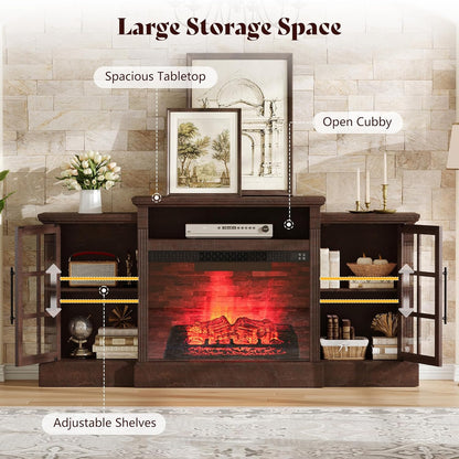 Everwood 70" Fireplace TV Stand Amerlife Rustic Brown
