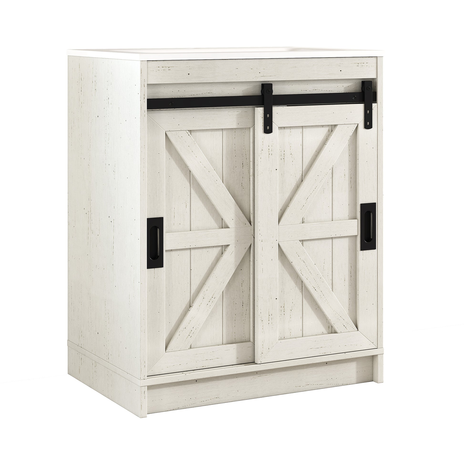 Bourbon Sliding Barn Vanity 24 inch Rustic White