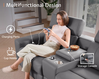 Velouria Electric Reclining Sofa Gray