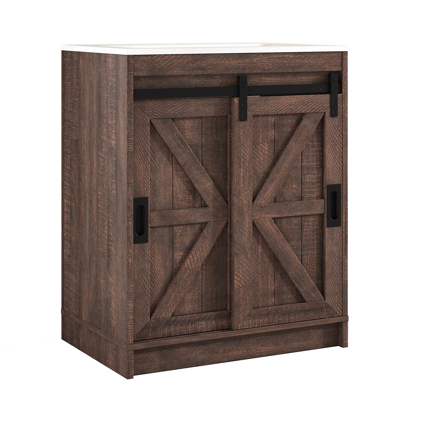 Bourbon Sliding Barn Vanity 24 inch Light Brown