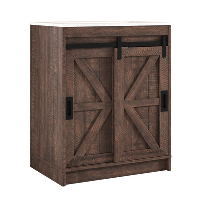 Bourbon Sliding Barn Vanity 24 inch Light Brown