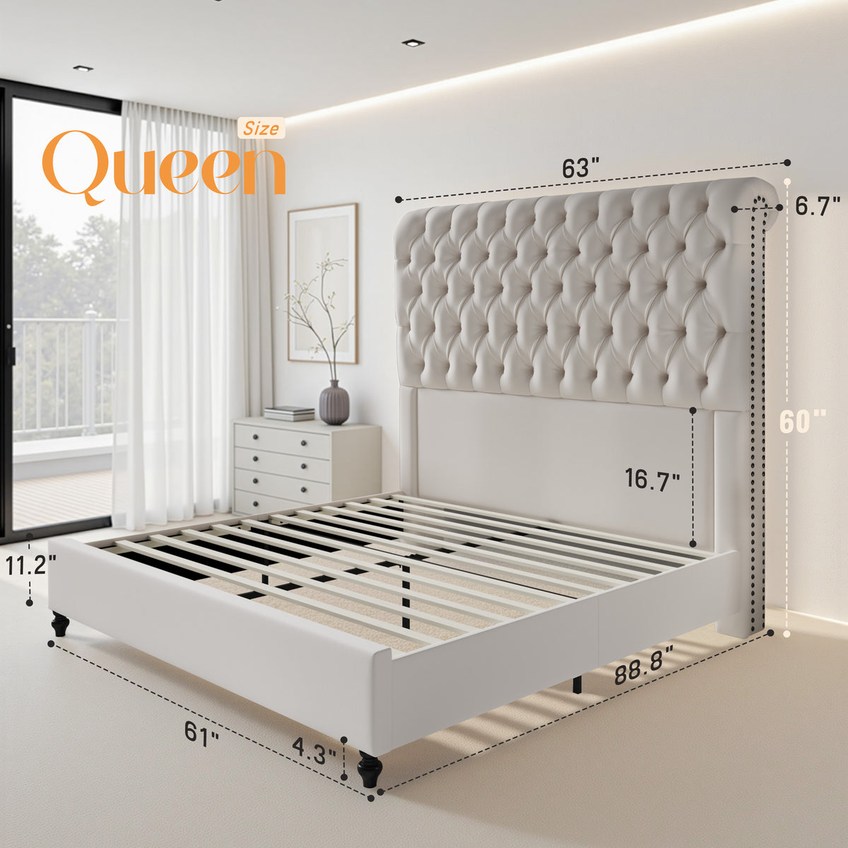 Curl Bed Frame Amerlife-Cream