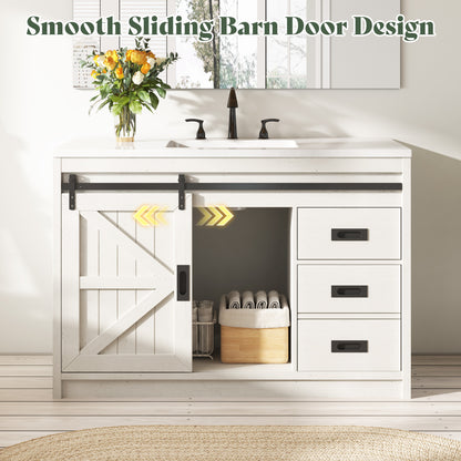 Bourbon Sliding Barn Vanity 48 inch Rustic White
