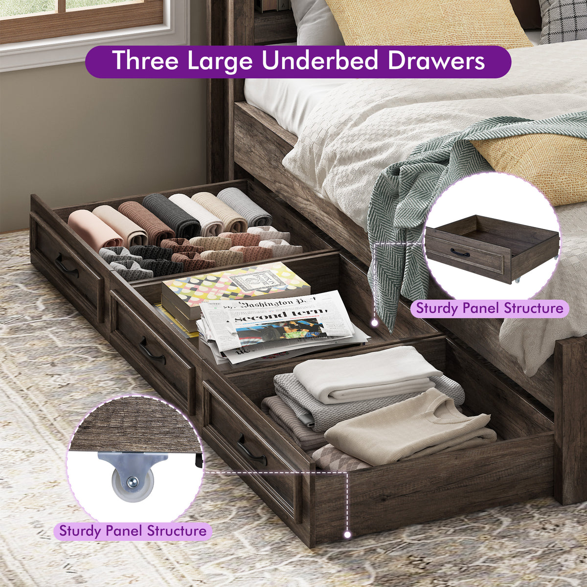 Slide Farmhouse Corner Bed Frame Amerlife Rustic Gray / Full