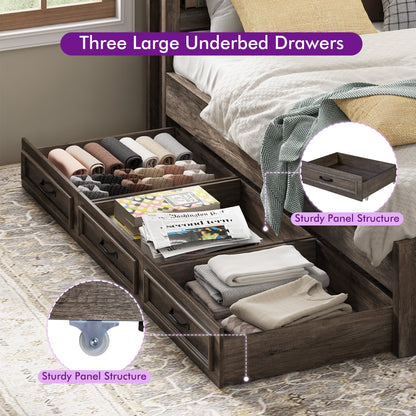 Slide Farmhouse Corner Bed Frame Amerlife Rustic Gray / Full