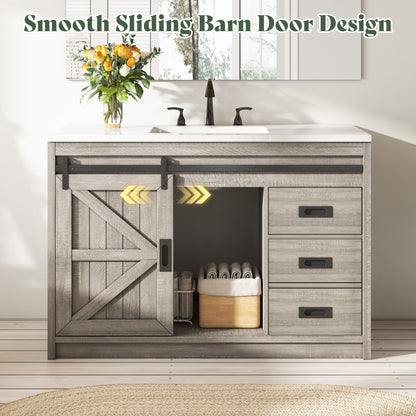 Bourbon Sliding Barn Vanity 48 inch Light Grey