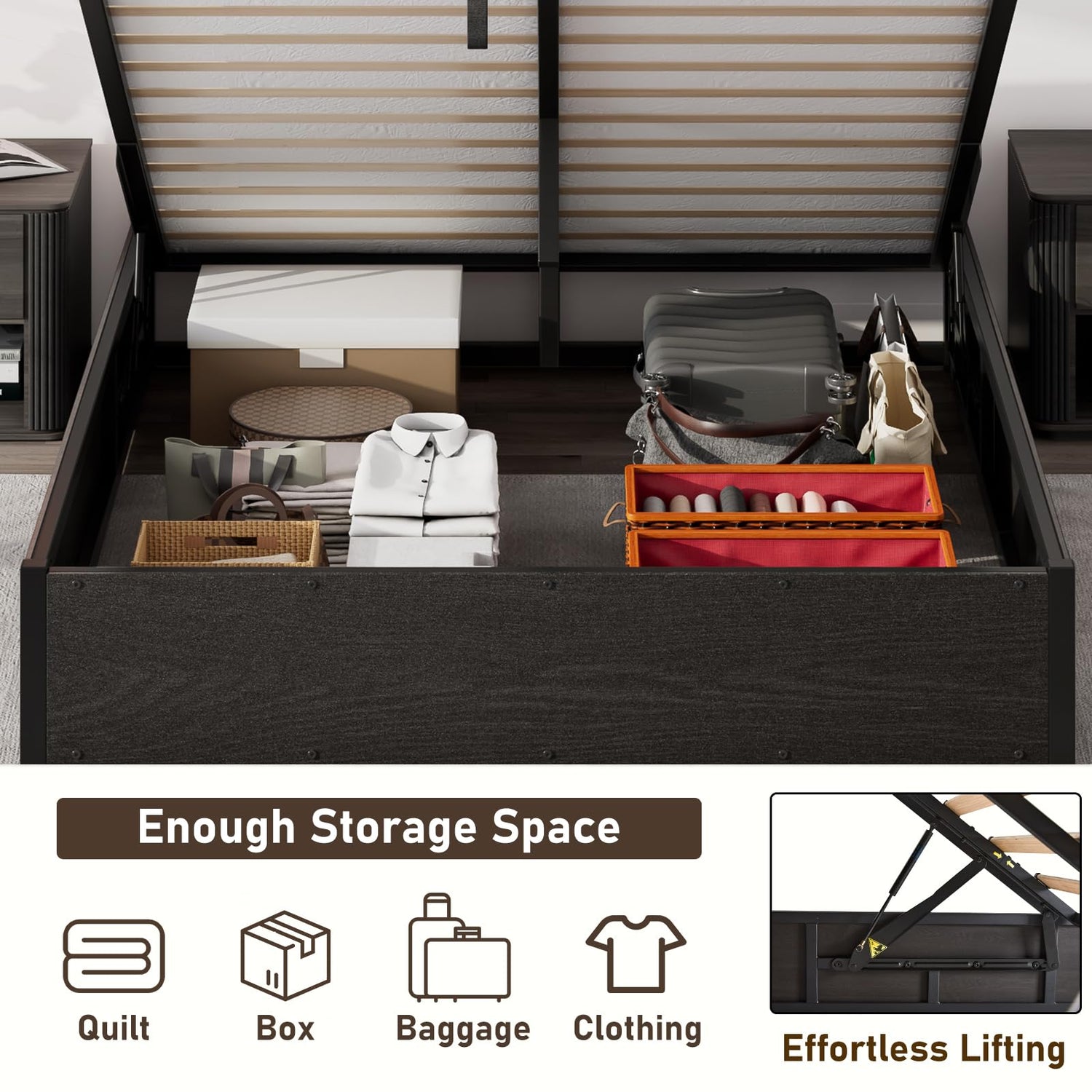 Cody Bedroom Storage Bed Set Queen Black