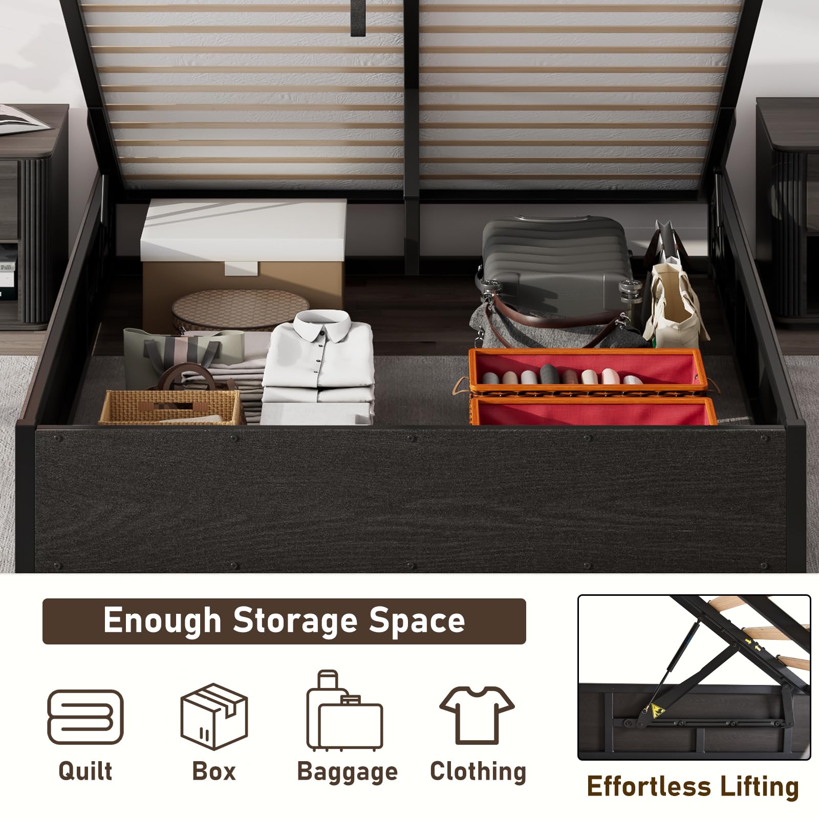 Cody Bedroom Storage Bed Set Queen Black
