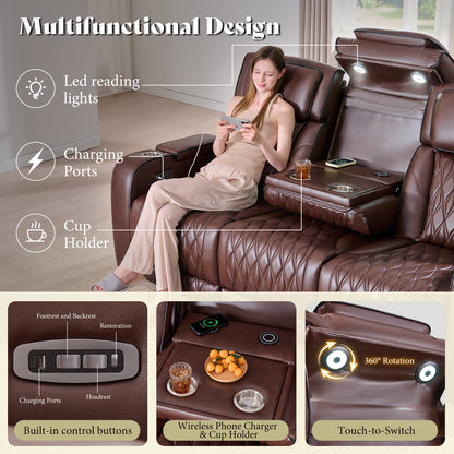 AMERLIFE Recliner Sofa with Zero Gravity, Home Theater Seating, Dark Brown