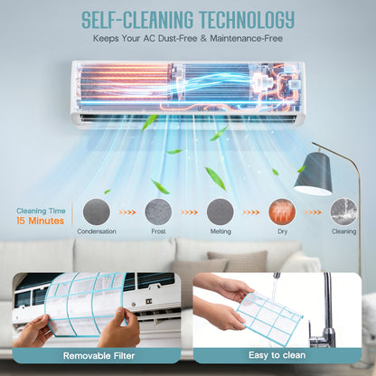 Whisper Ductless Mini Split AC and Heating System-36000BTU-220V