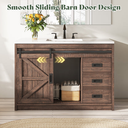 Bourbon Sliding Barn Vanity 48 inch Light Brown