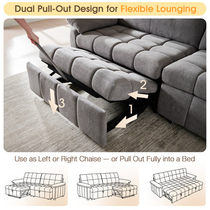 Recline 93" Convertible Sleeper Sofa -Gray