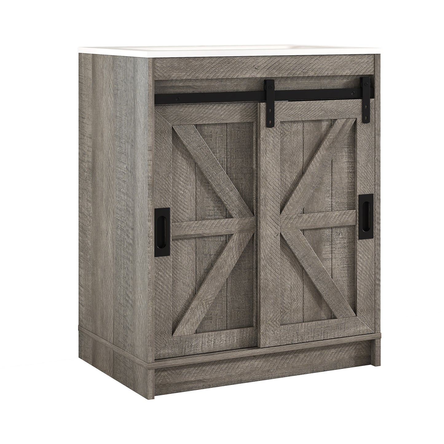 Bourbon Sliding Barn Vanity 24 inch Light Grey