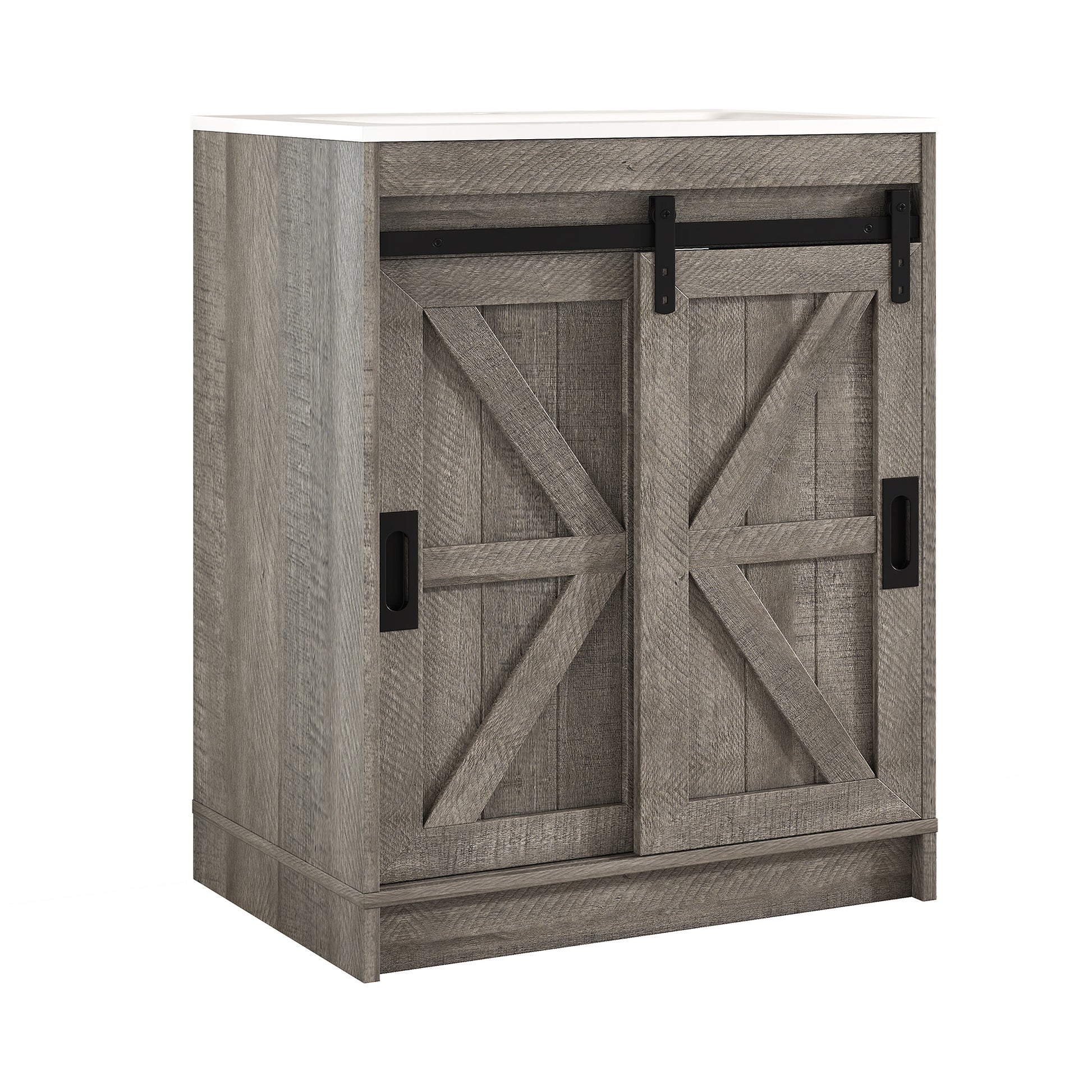 Bourbon Sliding Barn Vanity 24 inch Light Grey
