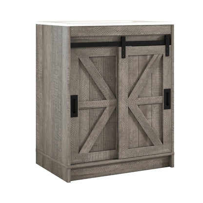 Bourbon Sliding Barn Vanity 24 inch Light Grey