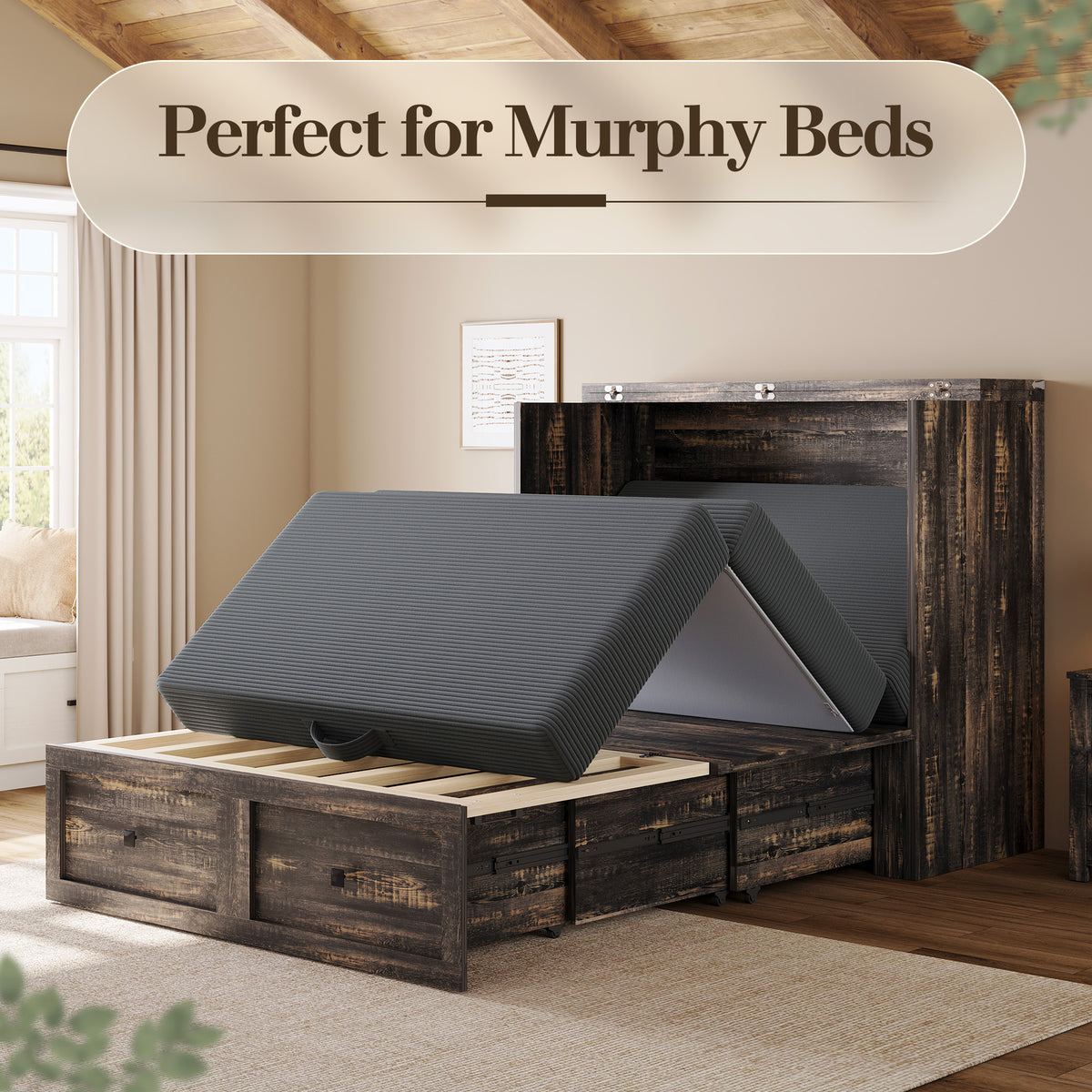 Fold 6-Inch Tri-Fold Folding Mattress-Twin-Grey