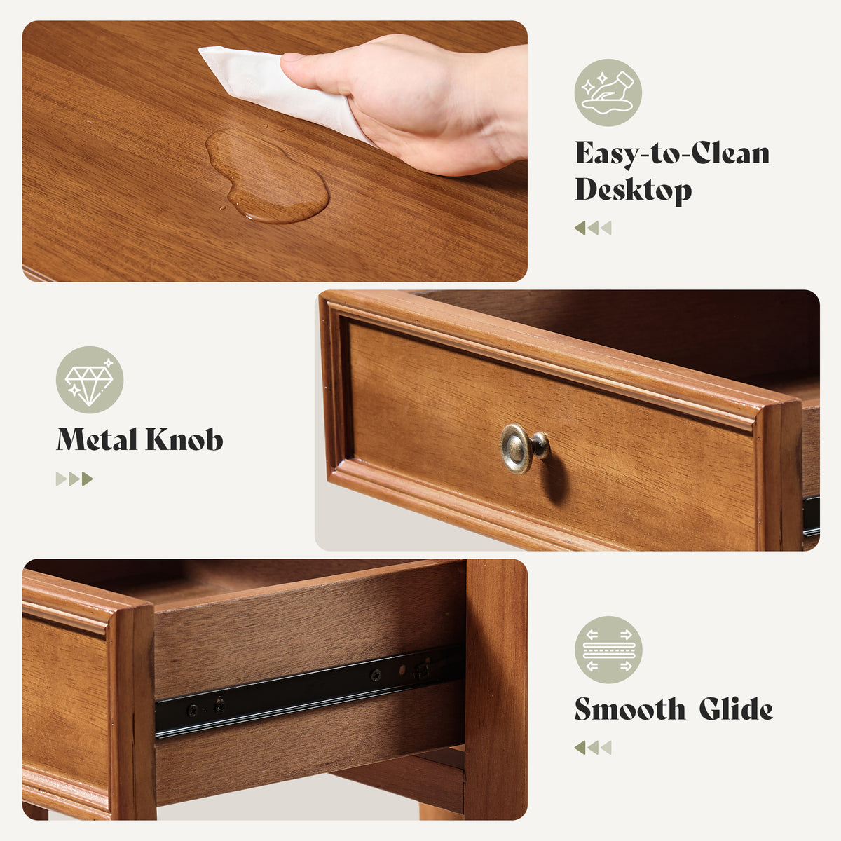 Ember Vintage Walnut Nightstand Set-Brown