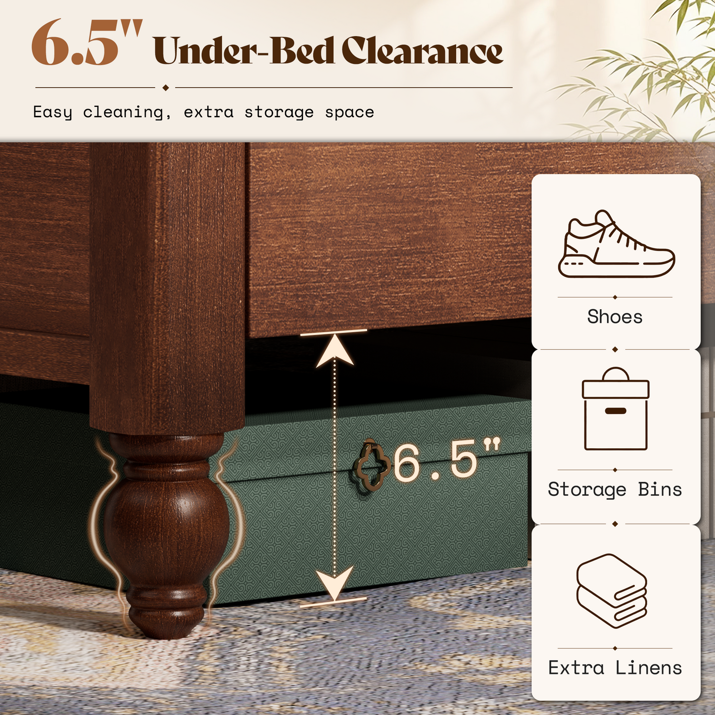 Astor Solid Wood King Bed Frame with Headboard-King-Walnut