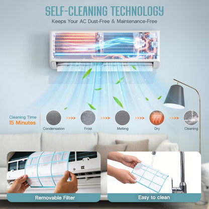 Whisper Ductless Mini Split AC and Heating System-12000BTU-220V