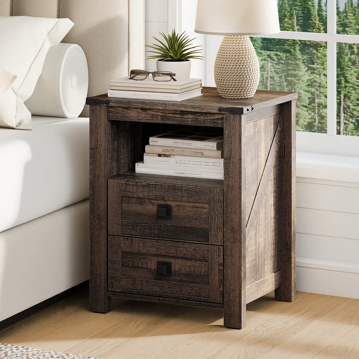 Hub Nightstand Set of 2 Amerlife Black Oak