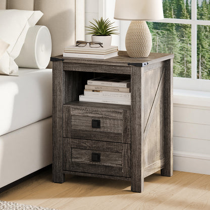 Hub Nightstand Set of 2 Amerlife Grey Oak