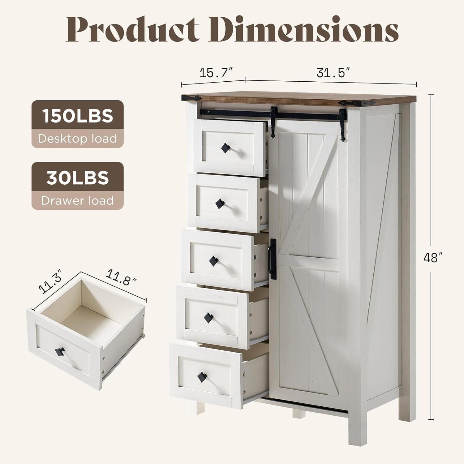 Alderman 4-Piece Bedroom Set Amerlife Full / Distressed White