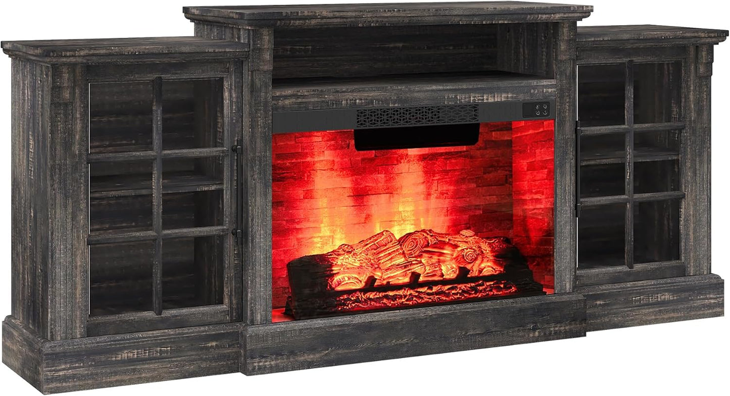 Everwood 70" Fireplace TV Stand Amerlife Dark Oak