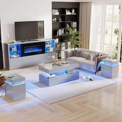 Nebula 68" Fireplace 5-Piece Living Room Set Amerlife 68“ / Grey