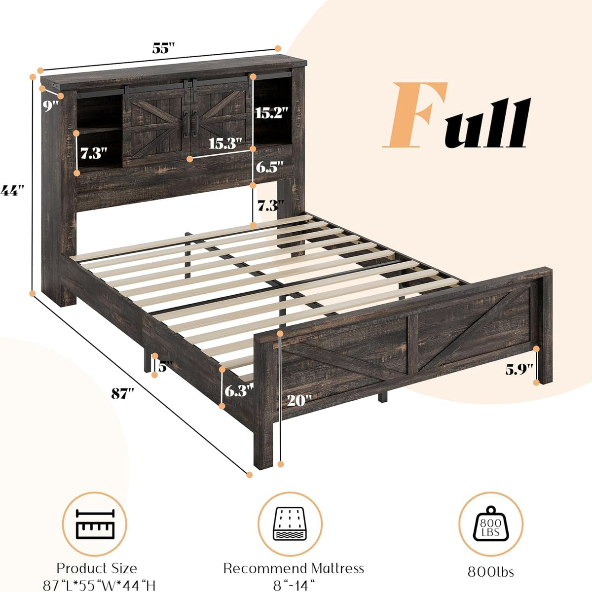 Alderman 3-Piece Bedroom Set Amerlife Full / Black Oak