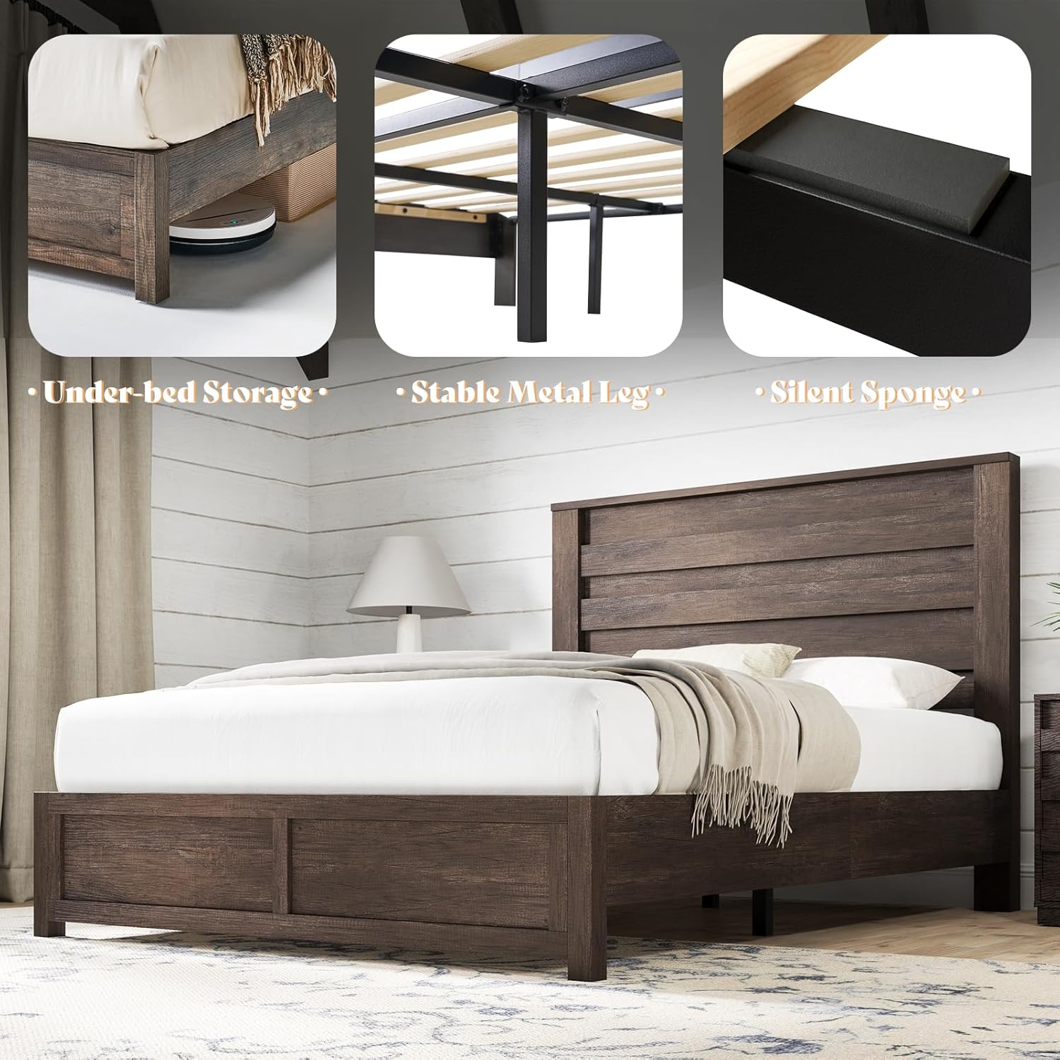Sequoia Bedroom Set with Fluted Headboard-Q-Gray