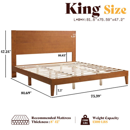Fremont Wood Platform Bed King size Brown