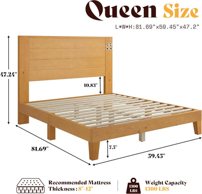 Fremont Wood Platform Bed Queen size Natural