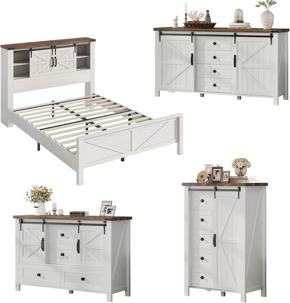 Alderman 4-Piece Bedroom Set Amerlife Full / Distressed White
