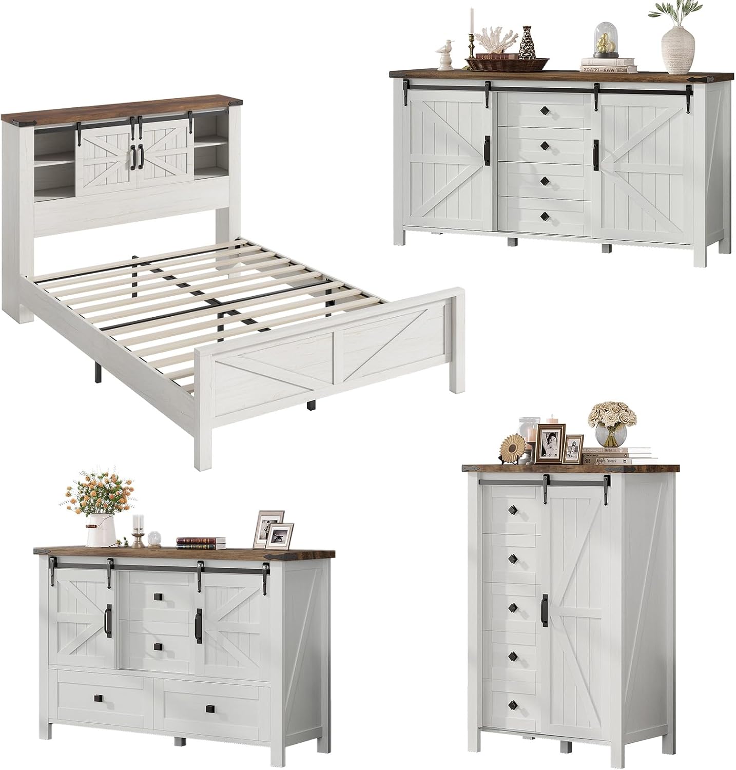 Alderman 4-Piece Bedroom Set Amerlife Full / Distressed White