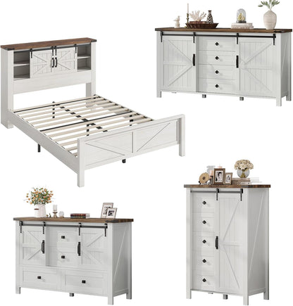 Alderman 4-Piece Bedroom Set Amerlife Full / Distressed White
