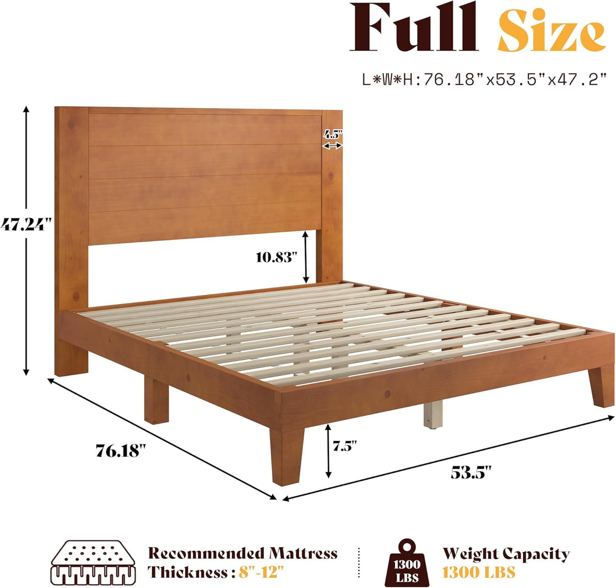 Fremont Wood Platform Bed Full size Brown