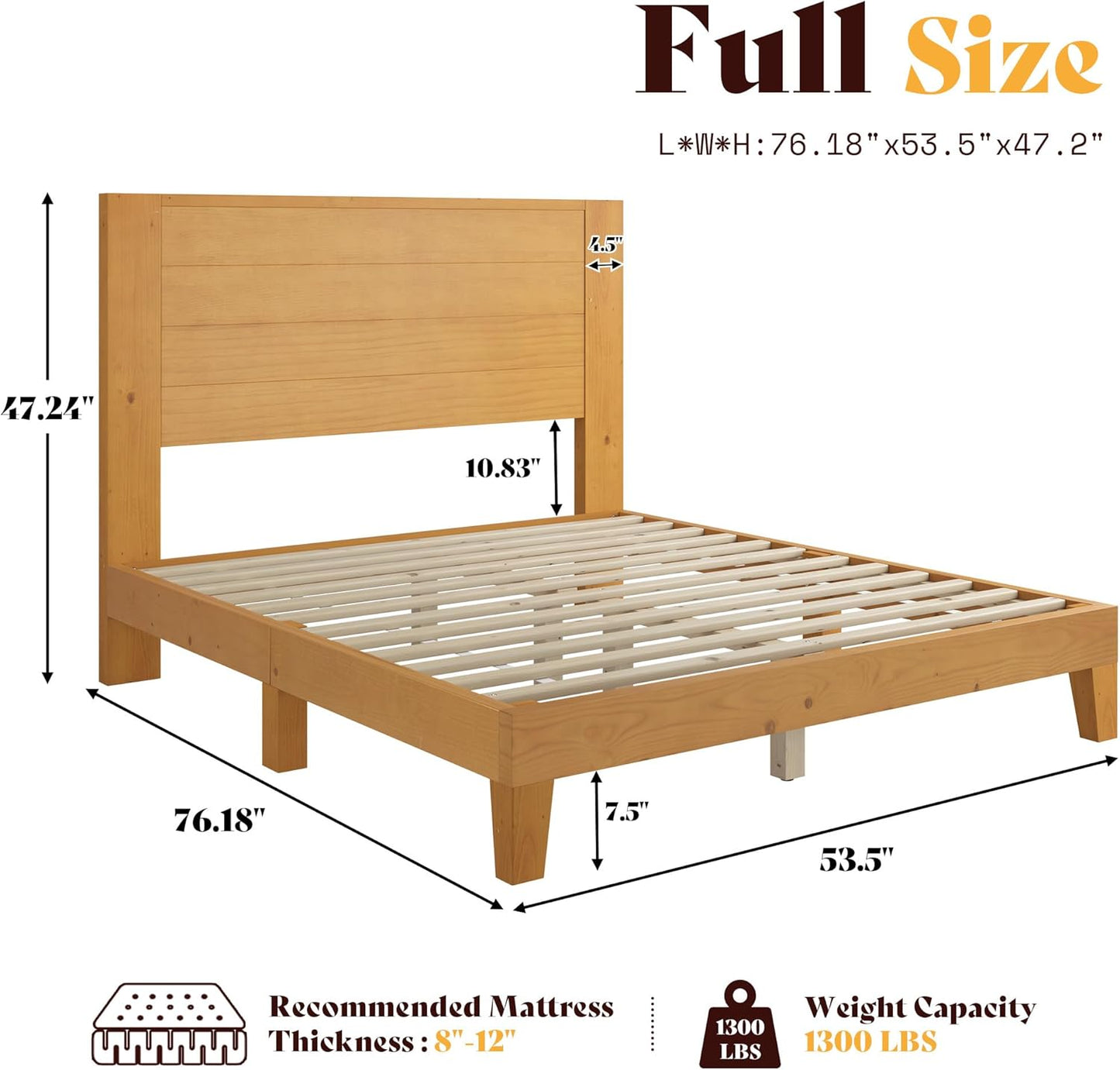 Fremont Wood Platform Bed Full size Natural