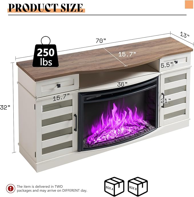 Travis 70" Fireplace TV Stand Amerlife
