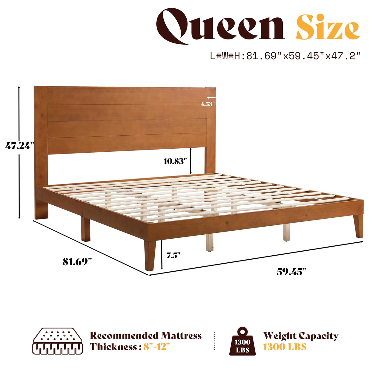 Fremont Wood Platform Bed Queen size Brown