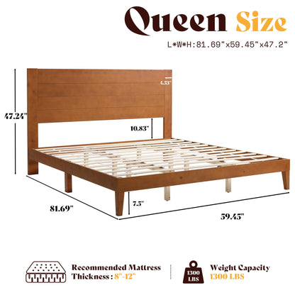 Fremont Wood Platform Bed Queen size Brown