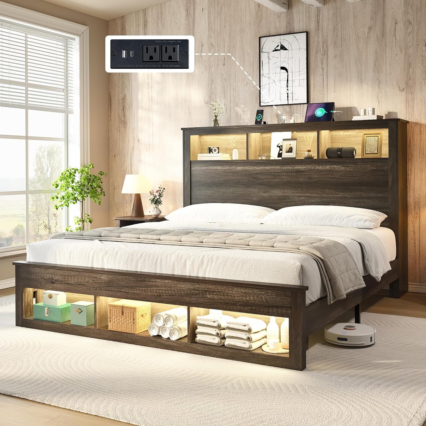 Larkin Storage Bed Frame - Full /RusticGrey