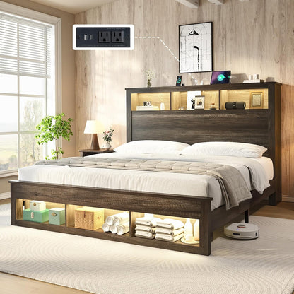 Larkin Storage Bed Frame - Full /RusticGrey