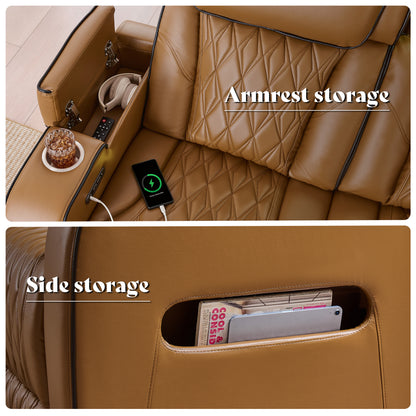 AMERLIFE Recliner Sofa with Zero Gravity, Home Theater Seating, Brown
