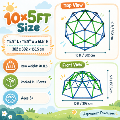 Outdoor Geometric Kids Jungle Gym-10*5 FT