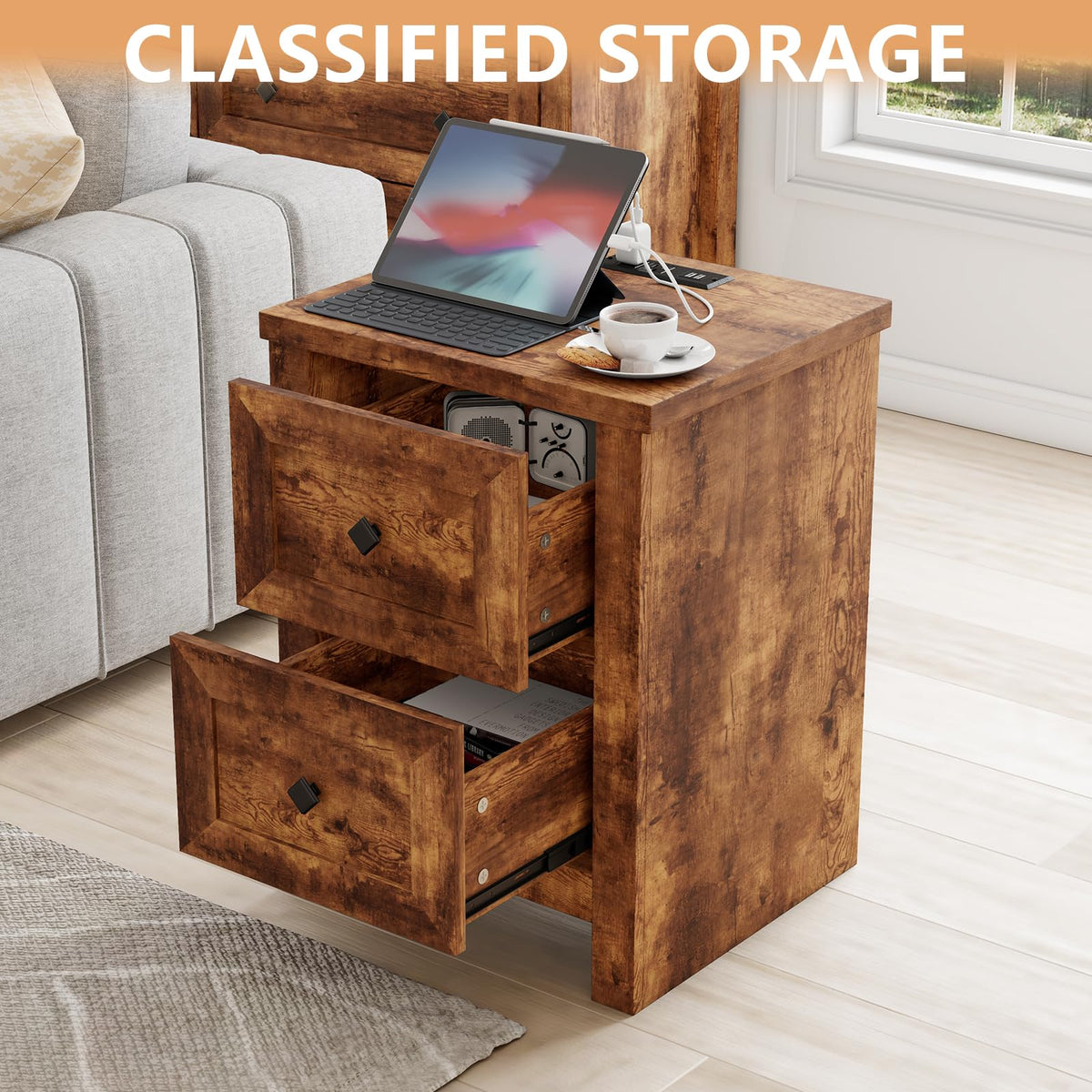 Scribe Storage Bed & 2 Nightstands 3-Piece Set Queen Rustic Brown