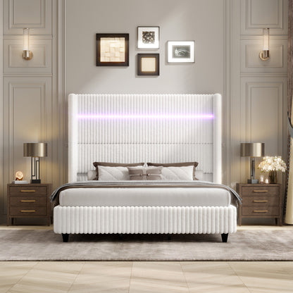 Warren Faux-Fur Bed Frame Amerlife White / California king