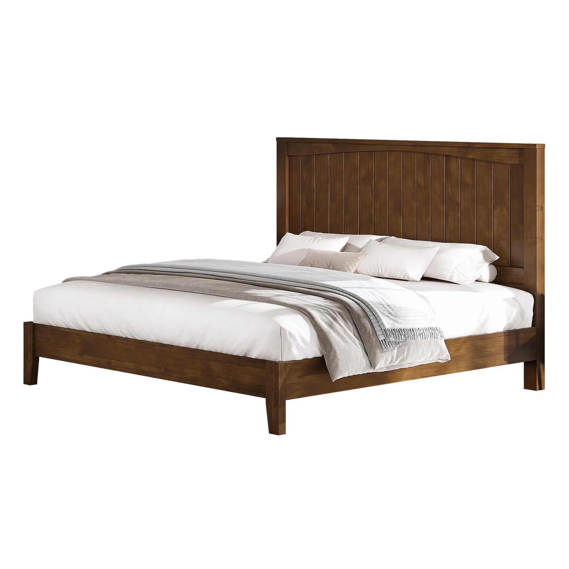 Sanderson Solid Wood Bed Frame Amerlife King / Brown