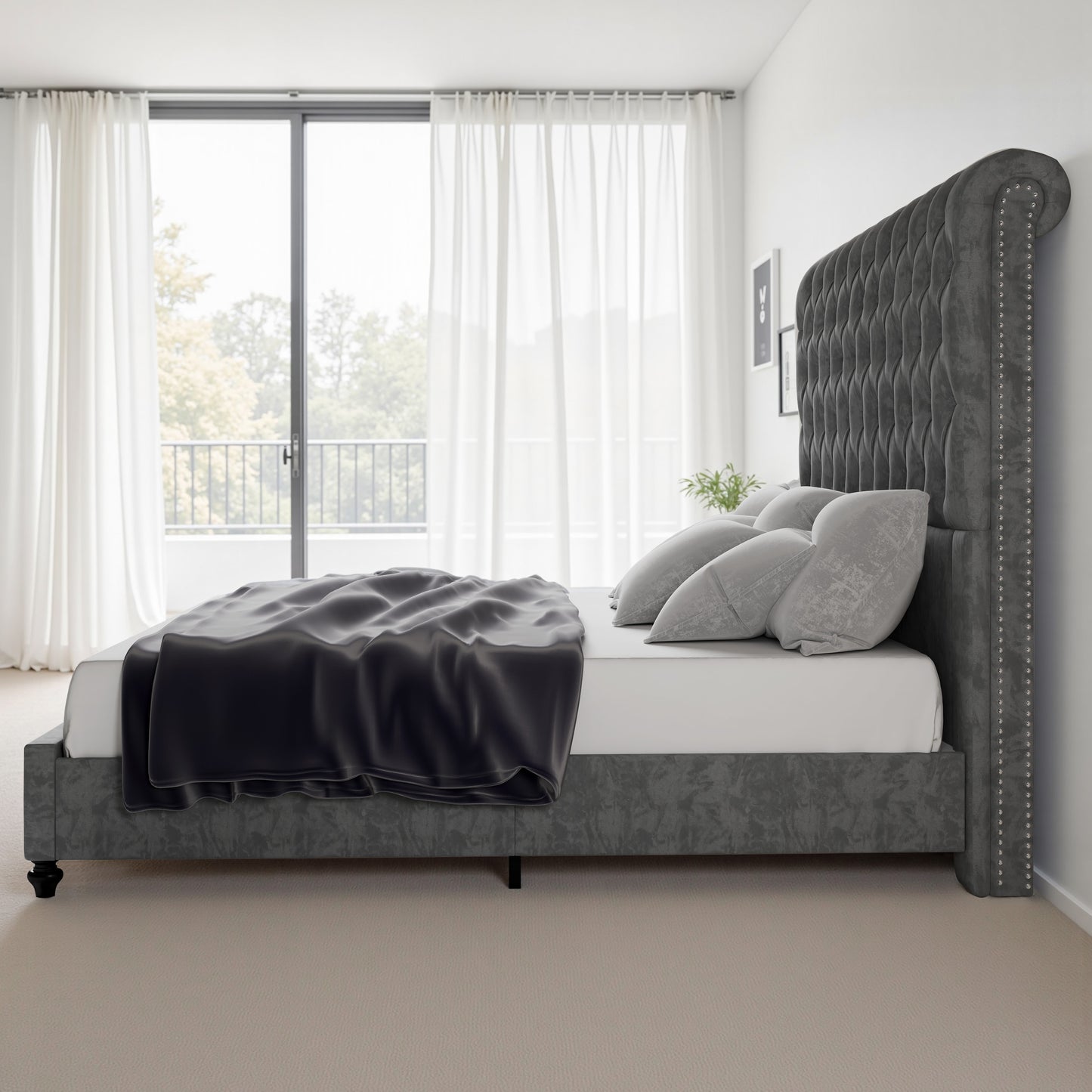 Curl Bed Frame Amerlife-Gray